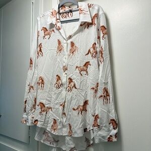 Jane & Delancey horse print shirt - size large